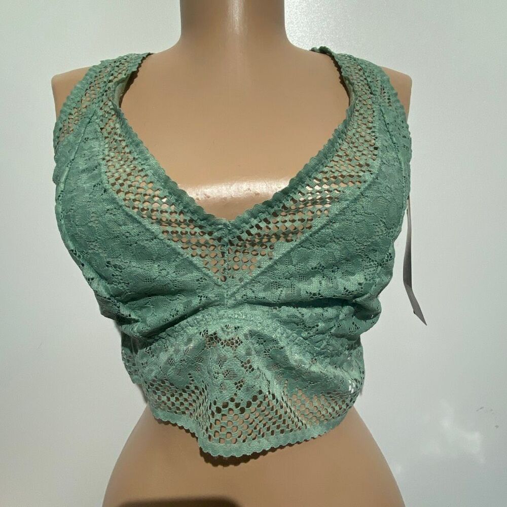 Adored by Adore Me Women's Green Racerback‎ Lace Jenny Longline Bralette XL NWT